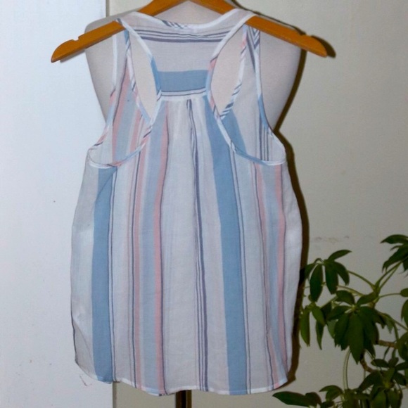 Splendid Nordstrom White Pink Blue Stripe A-Line Racer Back Cotton Gauze Tank XS - Picture 4 of 6